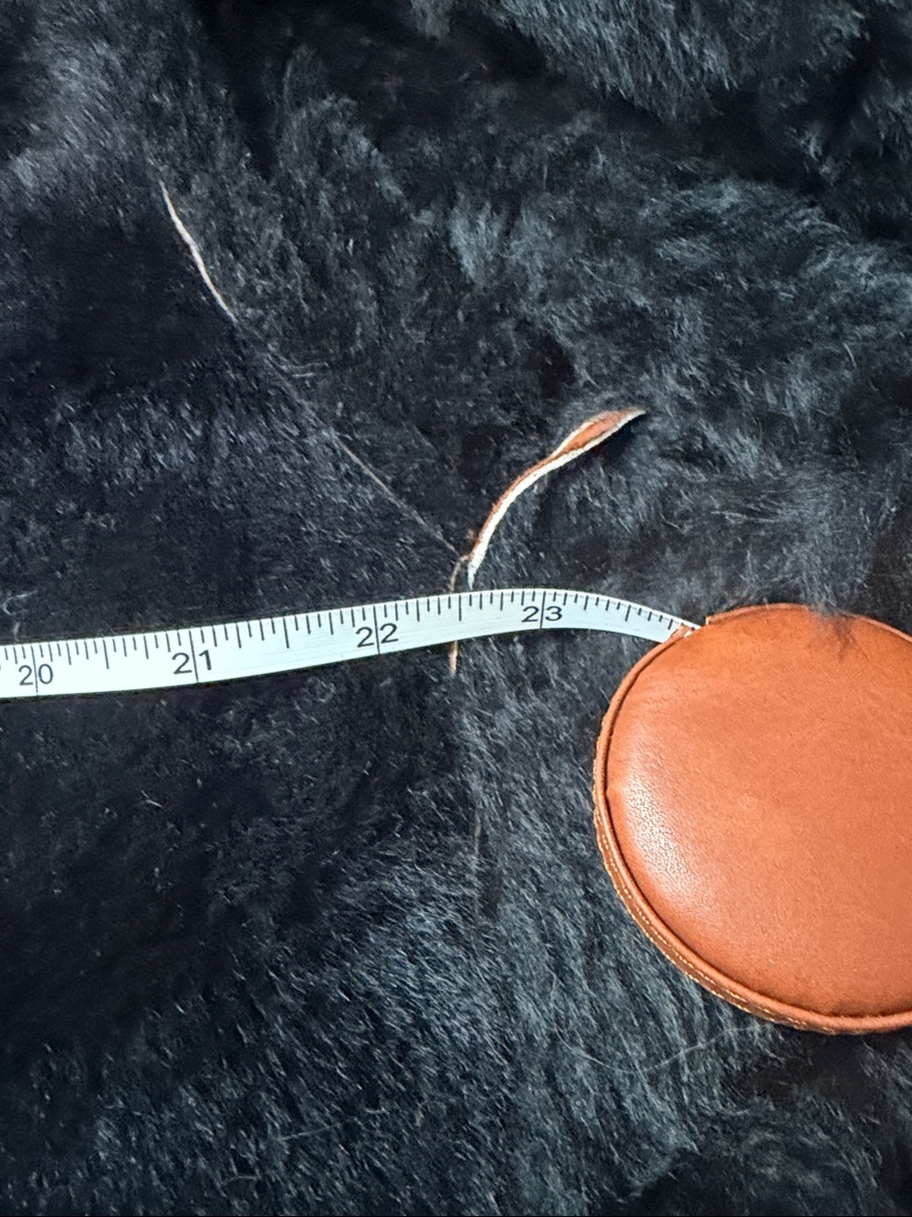 Women's Rust Shearling Hooded Coat with Black Fur Trim - Picture 3 of 5